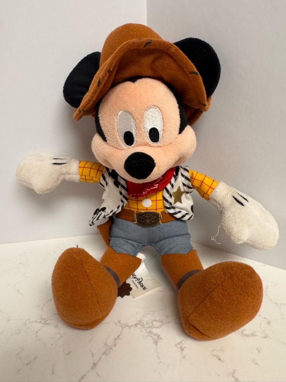Disney Parks Cowboy Mickey Mouse Plush Toy Western Outfit Stuffed Animal